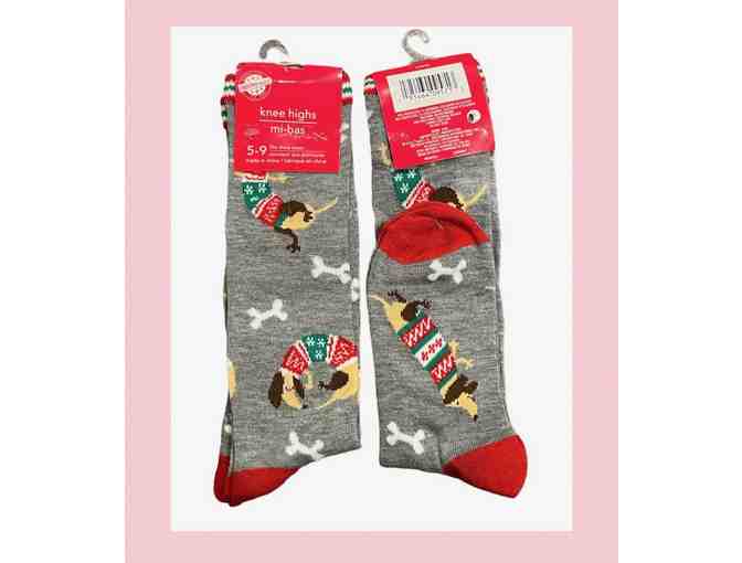 Knee High Socks with Dachshunds - Fits shoe sizes 5-9 - Photo 1