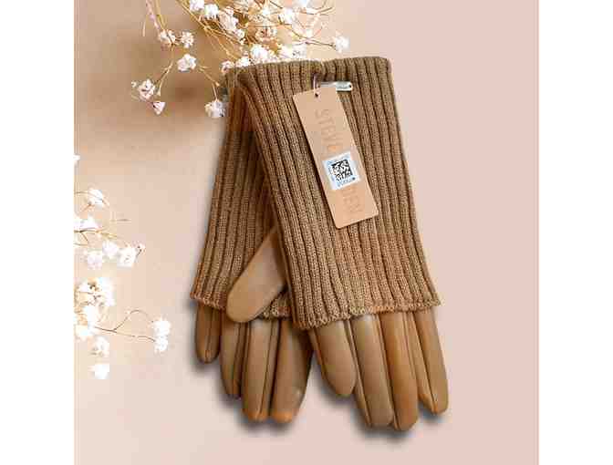 Steve Madden Mixed Media Tan Gloves - Photo 1