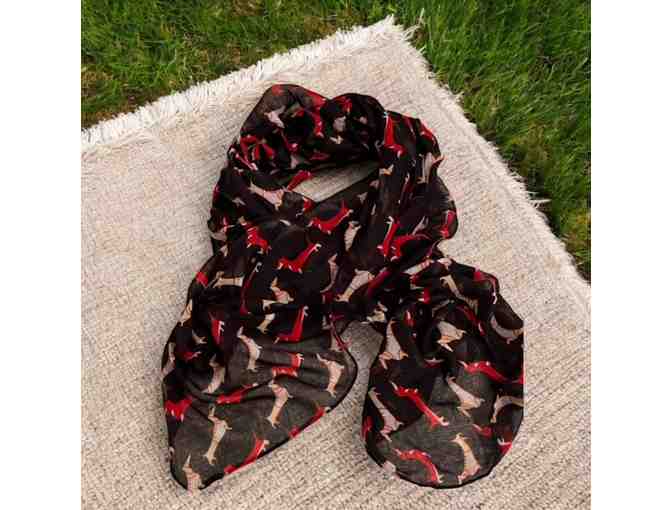 Black Fashion Dachshund Scarf - Lightweight - Approx 68" x 32" - Photo 1