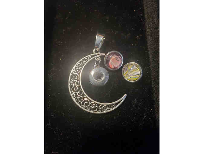 10-12mm Snap Jewelry Pendant + 2 snaps - Crescent moon