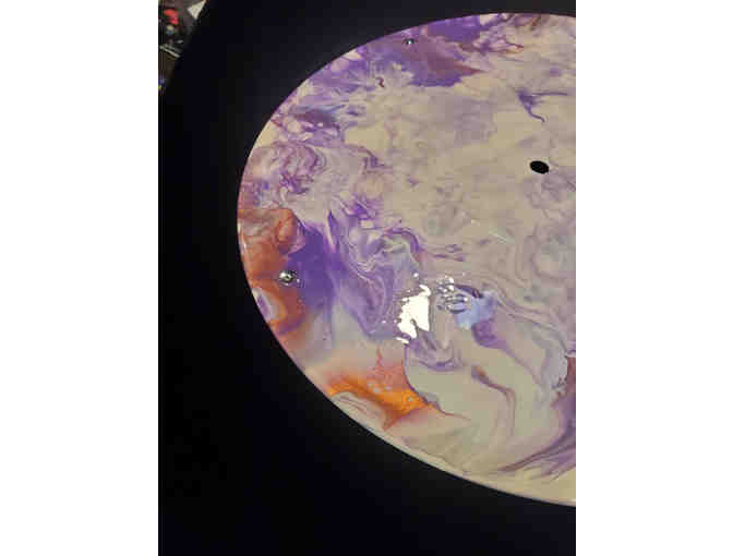 Acrylic Paint Poured - Vinyl Clock - Purple Bronze