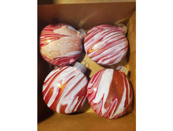 Faux Glass Acrylic Paint Pour Holiday Ornaments - Set of 4 - Photo 2