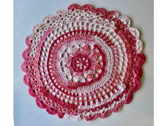 Pink and Green Doily Set