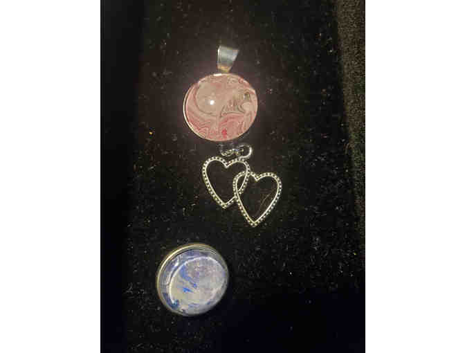 Snap Jewelry Pendant + 2 snaps - Double Hearts