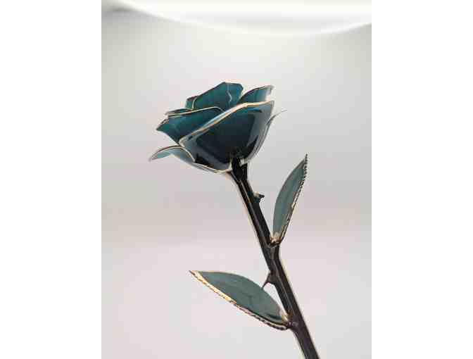 24 Karat and Lacquer Turquoise and Gold Rose - Photo 4