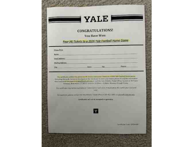Tickets (Football) - Yale University (4) - Home Game