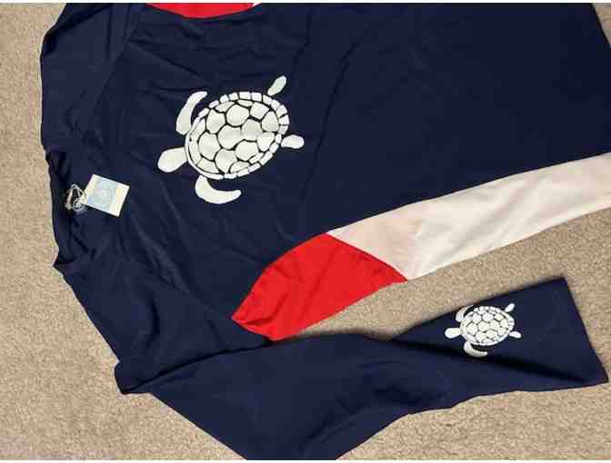 1 TURTLE SHIRT (Small) - RASHGUARD (Adult, Blue)