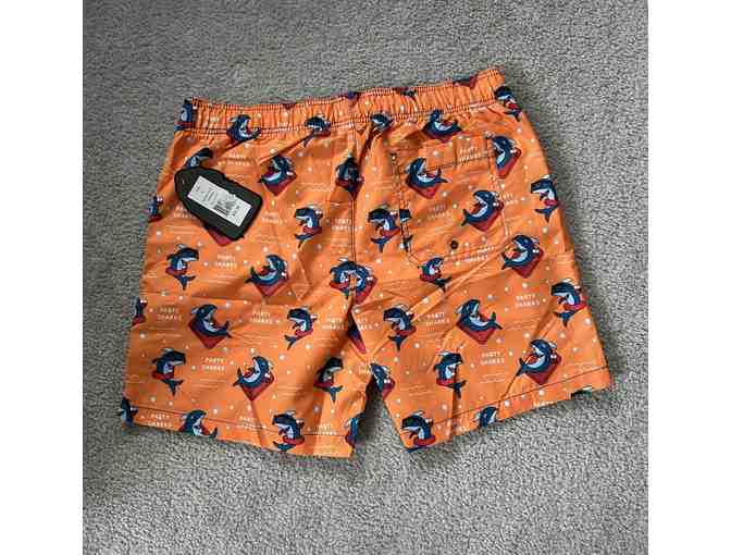 Bathing Suit: SHARK ORANGE (Medium, Party Sharks, New)