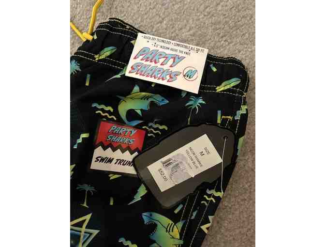 Swim Suit: SHARK (Blue/Yellow) - New, Size LARGE, Party Sharks)