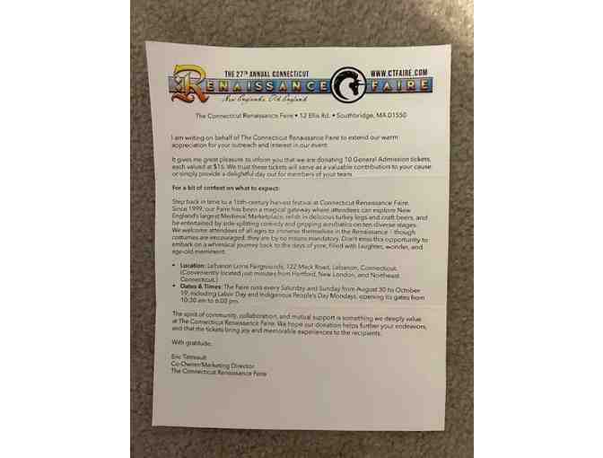 ADMISSION: 'Renaissance Faire' (2 Tickets, Any Date, CT)