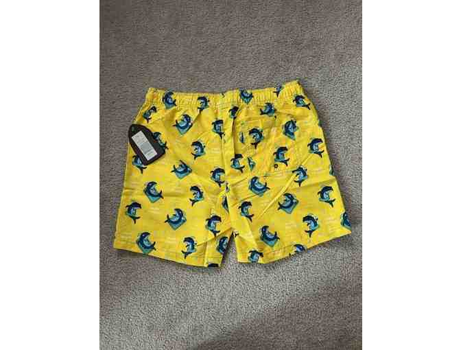 Bathing Suit: SHARK YELLOW (Large, Party Sharks, New)