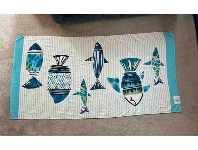 2 FISH TOWEL: Oversized, Blue/White (72" x 36") - Photo 2