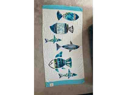OCEAN THEME: Oversized TOWEL (Fish: Teal, Blue/White (72