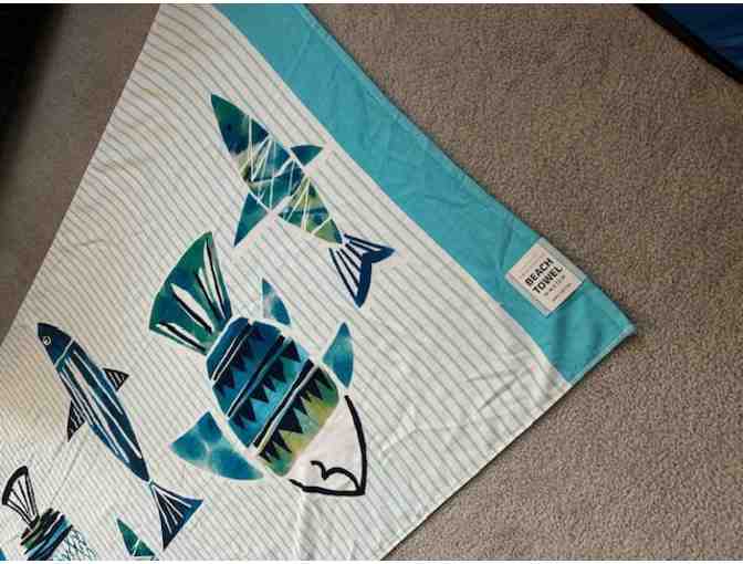 OCEAN THEME: Oversized TOWEL (Fish: Teal, Blue/White (72" x 36") - Photo 3