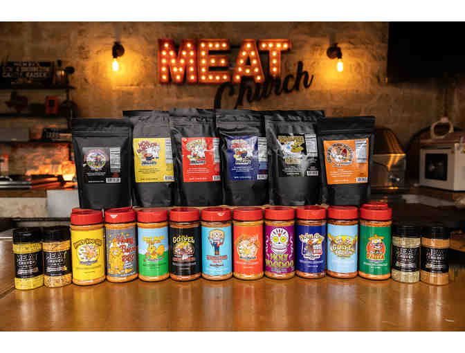 Complete Set of BBQ and Gourmet Seasonings from Meat Church + Custom Apron