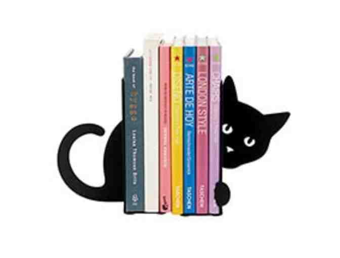 Metal Cat Bookends with Books