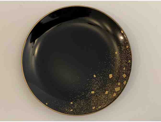 Japanese Yuki Torii Lacquerware Plates with Urushi Painting: Set of 5