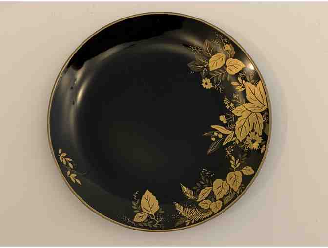 Japanese Yuki Torii Lacquerware Plates with Urushi Painting: Set of 5