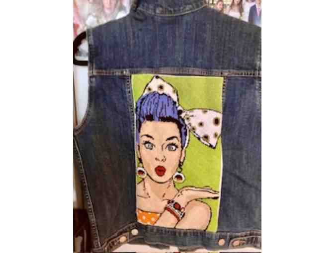 One-of-a-Kind Pop Art Needlepoint Denim Vest