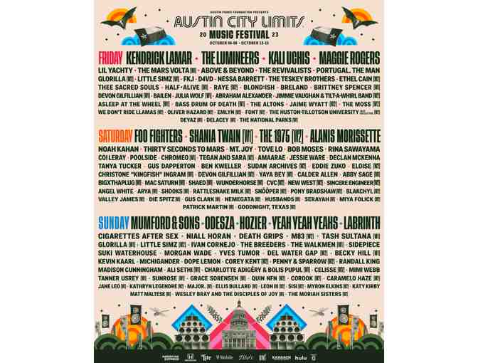 ACL 1-day pass for Sunday, October 8, 2023 Weekend One