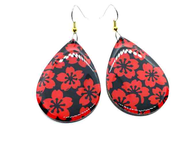 Red and Black Sakura Earrings by PrettyKiku