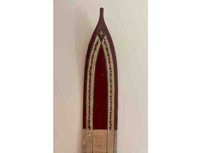 Vintage Holiday Painted Wooden Ski