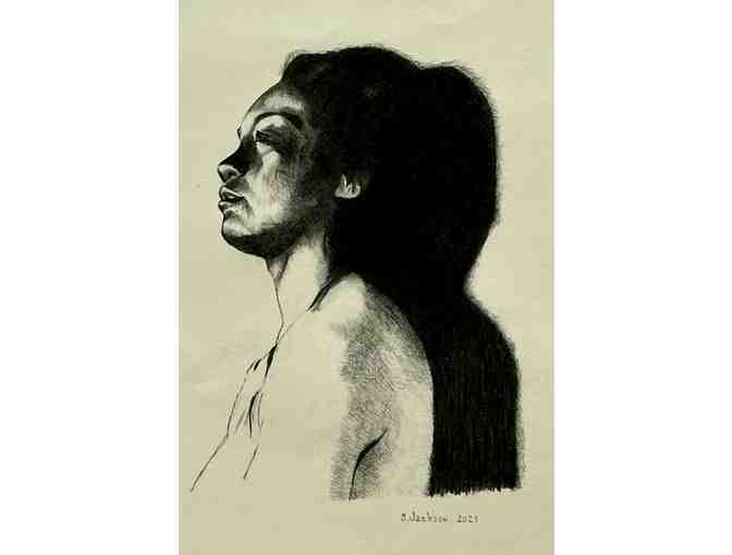 'Polynesian Girl' Original Pencil and Charcoal by Steve Jackson, Kauai