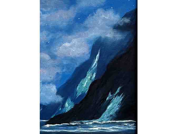 'Silvered Waters, Na Pali' Original Oil Painting by Sandra Ambrose