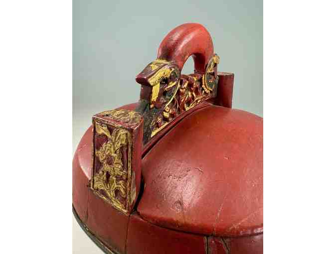 Red-Lacquered Antique Chinese Wedding Basket: Donated by Donna Ikeda, Honolulu