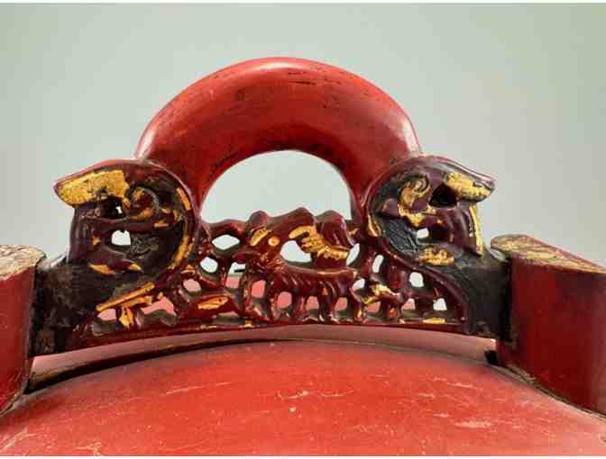 Red-Lacquered Antique Chinese Wedding Basket: Donated by Donna Ikeda, Honolulu