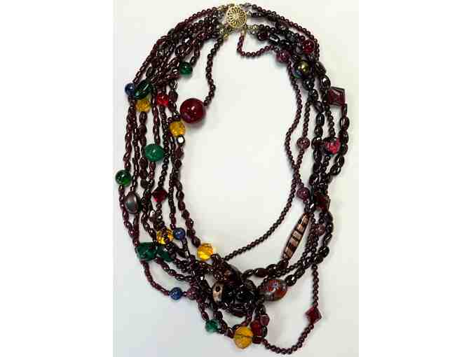 Choker with Warm Pink Glass Beads and Bright Accents-Lot 75