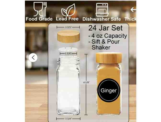 24 - 4oz. Glass Spice Jars with Bamboo Lids