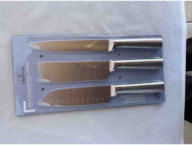 Mini Round Ceramic Cocotte Set & 3 Stainless Steel Knives