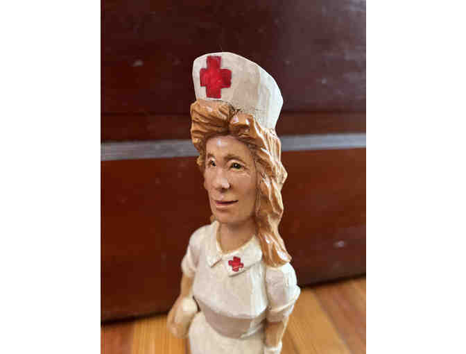 Painted Wood Nurse Sculpture by Arlene Nashman Maben