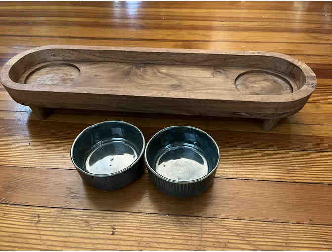 Hand-Crafted Serving Tray with 2 Ceramic Bowls by Arcadia Wood - Photo 2