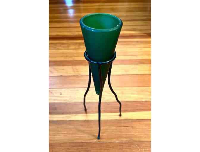 Green Glass Bud Vase - Photo 1