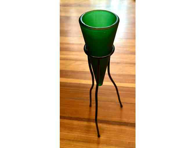 Green Glass Bud Vase - Photo 2