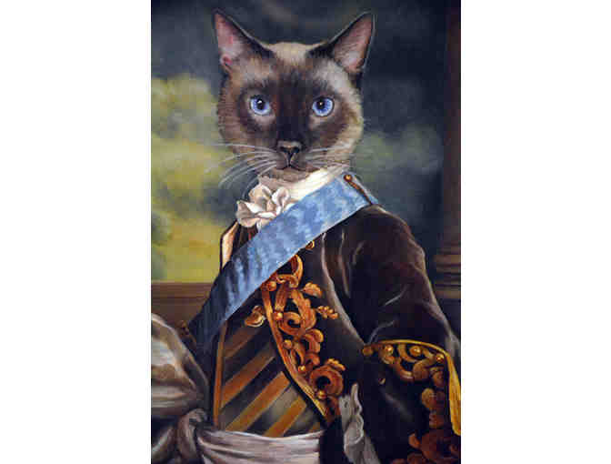 Siamese Gentleman Cat Print Canvas Framed ++