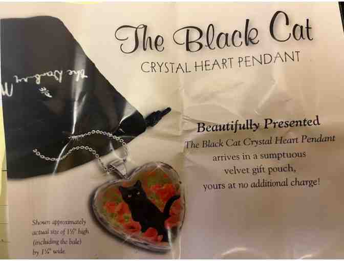 The Black Cat Crystal Heart Pendant