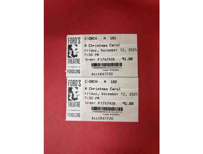 2 front row tickets to a Christmas Carol at Ford's Theater - Photo 1