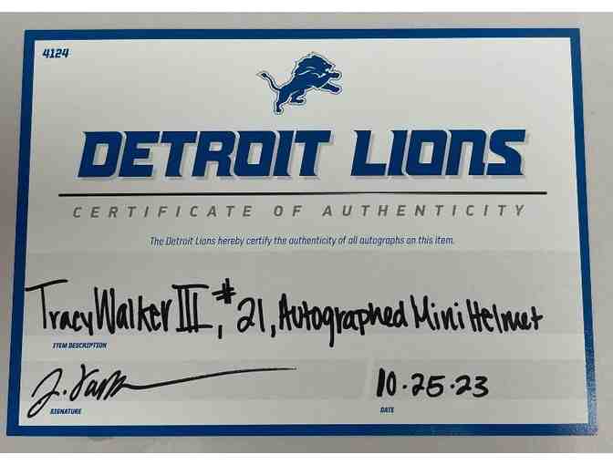 Detroit Lions - Tracy Walker III, #21 - Autographed Mini Helmet