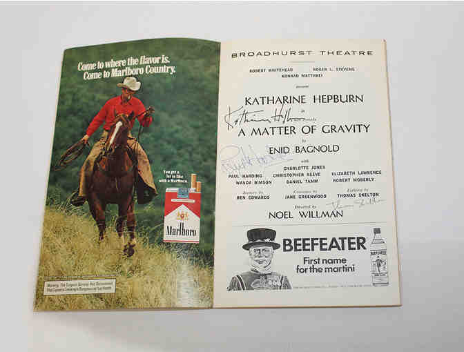 Katharine Hepburn, Christopher Reeve & signed A Matter of Gravity Playbill