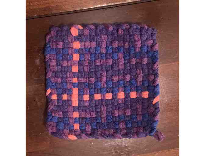 Handmade woven trivet and potholder