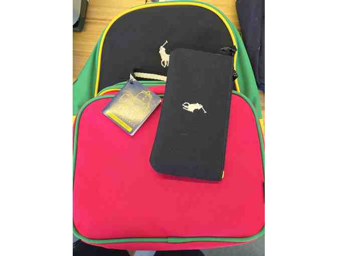 Brand New POLO New Ralph Lauren Backpack Green/Pink/Blue with Pouch - Photo 1