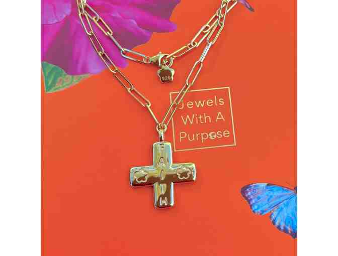 Santorini Faith Cross in yellow gold!