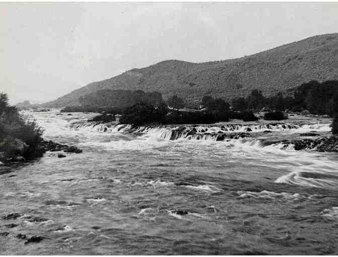 Black and White River Photograph with Wooden Frame