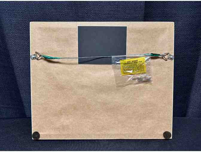 Black and White River Photograph with Wooden Frame