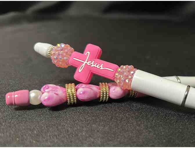 Pink Cross and Heart Pen Set