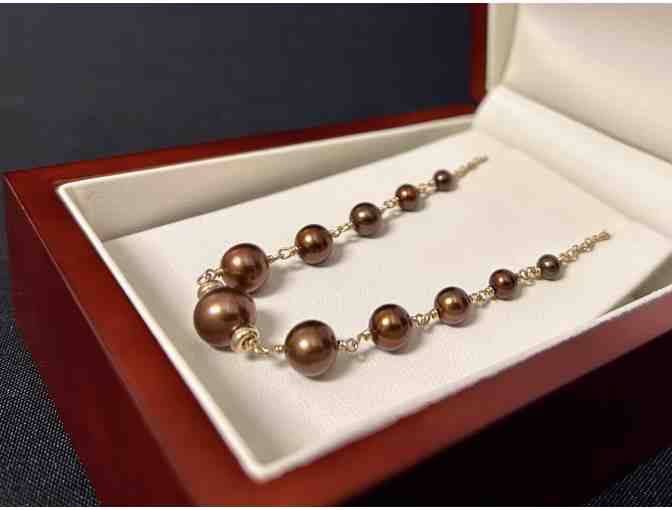 14k Yellow Gold and Chocolate Freshwater Pearl Necklace