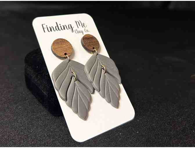 Handmade Leaf Earrings and Marble Necklace Set by Finding Me Clay Co.